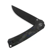 QSP Knives Osprey 139-G2 Knife Black Sandvik Steel & Shred Carbon Fiber/Blue G10