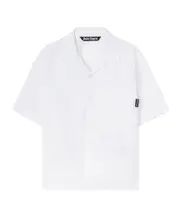 Palm Angels Curved Logo Printed Crewneck T-Shirt IT50,IT44,IT48,IT46 WHITE - BLACK
