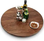 [MAGIGO] 24 Inches Black Walnut Wood Lazy Susan Organizer, Solid Wooden Round Turntable, Rotating Tray for Table Top/Counter Top