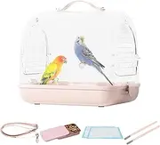 Travel Bird Cage,Portable Transparent Pet Carrier Backpack | Removable Cockatiel Travel Accessories, Breathable Bird Transport Bag for Conures Parakeet Canary Lovebirds