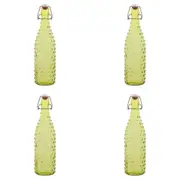 4PK Porto Pop Soda Lime Glass Drink Water Bottle Container 30.5cm/900ml Dot Lime