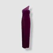 $245 Aidan By Aidan Mattox Women's Purple Velvet One-Shoulder Dress Size US 12