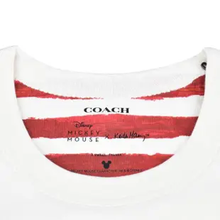 【COACH】COACH Disney X Keith Haring聯名款黑字LOGO米奇設計純棉短袖T恤(女款/白)
