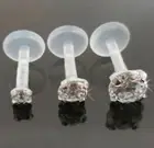 16G Flat Back Labret Tragus Lip Ring Rings 6-8mm 2,3,4mm Clear BioFlex Earrings