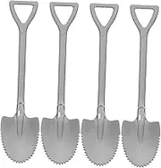 COLLBATH 4pcs Stainless Steel Fruit Scoops Watermelon Scraping Spoons Serrated Edges for Grapefruit Easy Clean Comfortable Grip