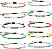 [XIJIN] 18 Pieces Elastic Beaded Anklets for Women Girls Handmade Beach Boho Colorful Beads Ankle Bracelets Set