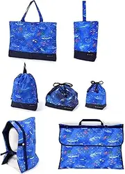 COLORFUL CANDY STYLE NU401600 School Entrance School Entrance 7-Piece Set, Lesson Bag, Shoe Case, Drawstring Gymnastics Clothes Bag, Lunch Bag, Cup Bag, Small Items, Disaster Preparedness Headband,