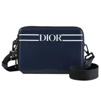 在飛比找momo購物網優惠-【Dior 迪奧】經典燙印LOGO小牛皮迷你雙層相機包斜背包