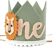 VAVAYAO Lion Theme First Birthday Crown - Safari 1st Birthday Hat for Boys,Wild One Birthday Decoration,Photo Booth Props