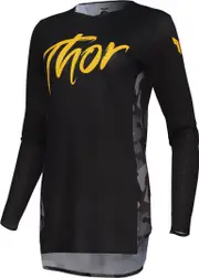 Thor Sportmode Shadow Ladies Motocross Jersey, black-grey-yellow, Size L for Women Black Grey Yellow