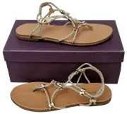 CARVELA Acer Ladies Fine Gold Rope Strappy Flat Bead Sandals EU 38 UK 5 RRP £69