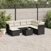 8 Piece Patio Furniture Set Outdoor Garden Sofa with Black Poly Rattan Cushions, Chairs & Table, Balcony Wicker Conversation Clearance for Porch, Small Patio, Bistro, Terrace and Sale