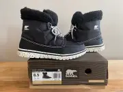 NEW IN BOX SOREL COZY CARNIVAL Black Sea Salt Speckle White WATERPROOF BOOTS 8.5