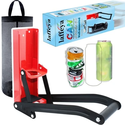 Can Crusher Wall Mounted 16 oz Aluminum for Soda, Beer, Water Bottles