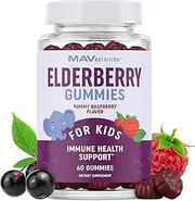 MAV Nutrition Elderberry Gummies Immune System Booster for Kids Vitamins with Vitamin C + Zinc Supplement + Echinacea, Vegetarian Friendly, 60 Count