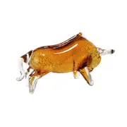 Bull Murano Style Glass Sculpture In Gold