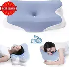 Cervical Memory Foam Pillow Ergonomic Contour for Neck Pain Relief Side & Back S