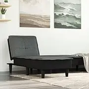 Chaise Longue Dark Grey Fabric - Convertible Indoor Lounge Chair Sofa for Living Room & Bedroom,Upholstered Reclining Couch Bed with Armrest,Sturdy Plywood Frame,Elegant Design,55x140x70 cm Dimensions