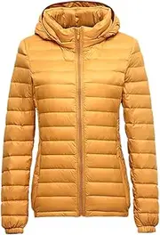 [Jegsnoe] Women Lightweight Down Jacket Hat Removable Puffer Coat Female Outwear