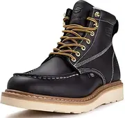 [SUREWAY] 6”Wedge Soft Toe Work Boots for Man,Goodyear Welt,Comfort Insole,Superior Oil/Slip Resistant,Thicker Leather,Moc Toe Work Boots/Shoes for Men,EH Rated Industrial Construction Boots