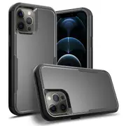 For Apple iPhone 12 Pro Max 3in1 Case Drop Resistant Defender Tradies Hybrid Armor Heavy Duty Rugged Shockproof Tough Cover (Black)