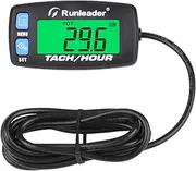 Runleader Digital Engine Hour Meter, Maintenance Reminder Tachometer for Riding Lawn Mower Tractor Generator Chainsaws Marine ATV Motorcycle Snowmobile Compressor and Gas Powered Equipment (Button-BU)
