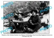 OLD LARGE PHOTO AUST ANZACS SOLDIERS MACHINE GUN PLATOON KOREAN WAR XMAS 1952