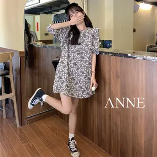 ANNE｜碎花五分袖連身短裙【AD20245】五分袖 裙 短裙 夏天洋裝 碎花洋裝 a字裙 短袖洋裝 孕婦洋裝 短洋裝