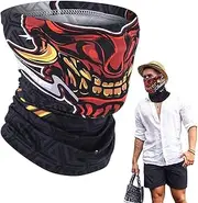 [Generic] Neck Gaiter Face Masque | Ice Silk Cooling Neck Gaiter With Scary Printing | Sun Cooling Neck Cover, Windproof Ice Silk Neck Cooling Motorcycle Face Shield, Washable Breathable Cooling Gaiters