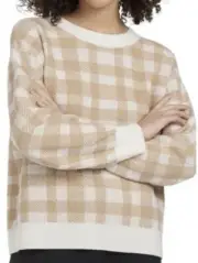 Barbour Womens Rosevale Check Sweater Hessian Size 4 NWT