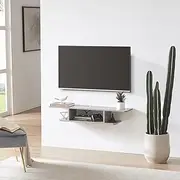 Floating TV Stand Wall Mounted Entertainment Center Media Console Component Shelf Under TV with Storage (Grey)