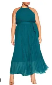 City Chic Small Halter Maxi Rebbeca Teal Plus Size 16/18