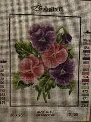 needlepoint Tapestry Gobelin L Pansies Canvas Only 8x10 Inch