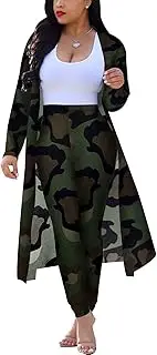 [ENLACHIC] Women Floral Print Long Sleeve Cardigan Cover up Long Pants 2 Piece Outfits Set