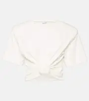[Magda Butrym] Magda Butrym Gathered cotton jersey top AU 10 white