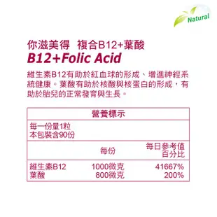 Nutrimate你滋美得 複合B12+葉酸90顆-1入 現貨 蝦皮直送