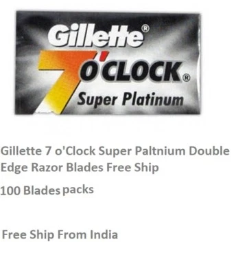 Gillette 7 o'Clock Super Platinum Double Edge Razor Blades Free Ship 100 Blades