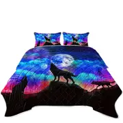 Full Moon Night Wolf Pack Coverlet