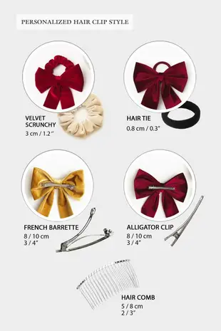 Black Long Velvet Bow for Adult, Hair Ribbon Clip Barrette for Women