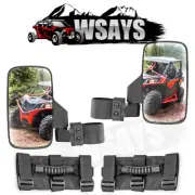 For Can-Am Commander 800 1000 R Max UTV Roll Bar 2'' Side Mirrors W/Handle Grabs