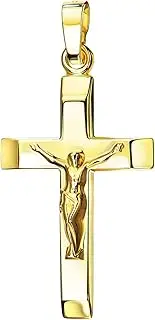 [JEVELION] Crucifix Pendant 750 Gold 18K Cross Pendant Jesus Christ Chain Pendant with Jewellery Case, Without chain