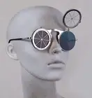 round silver flip up sunglasses vintage Cosplay Steampunk spider web Halloween