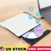 Slim External CD DVD Drive USB 3.0 Reader Burner Player White For Laptop PC Mac