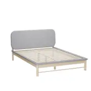 Oikiture Wooden Bed Frame Pine Padded Fabric Edges (Double)