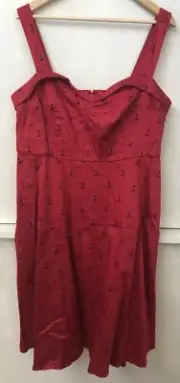 Torrid Sweetheart Fit & Flare Polkadot Anchor Print Miranda Dress Size 14 NWT