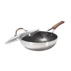 Kylin 3 Layer Stainless Steel Non Stick Noka Wok 30Cm glass,stainless steel Woks