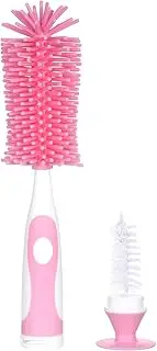 zolyet Silicone Bottle Brush Long Handle Baby Bottle Cleaner 360 Degree Soft for Glass Bottle with Suction Base Detachable Small Brush for Inf Milk Bottles