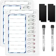 Chore Chart for Kids Dry Erase Chore Board ADHD Tools for Kids to Do List Checklist Task Board Routine Chart Planning Board for Fridge with 10 Sliders and Magnetic Marker, White and Blue, 2 Pack