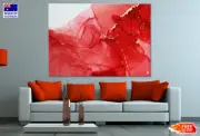 Red Gold & White Abstract Design Wall Canvas Home Decor Australian Made Quality