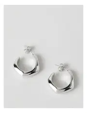 [Trent Nathan] Battered Hoop Earring in Silver